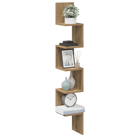 vidaXL Wall Corner Shelf Artisan Oak 20x20x127.5 cm Engineered Wood