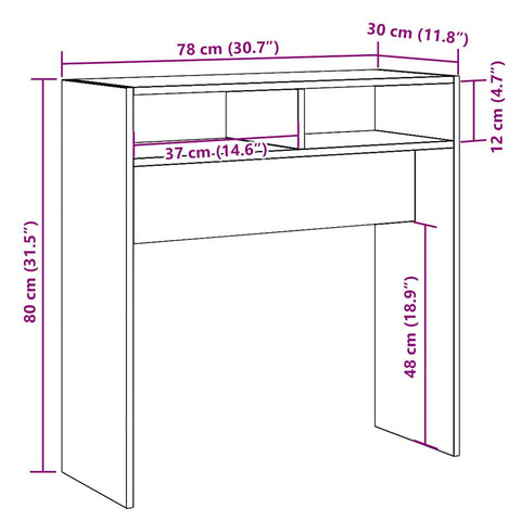 vidaXL Console Table Artisan Oak 78x30x80 cm Engineered Wood
