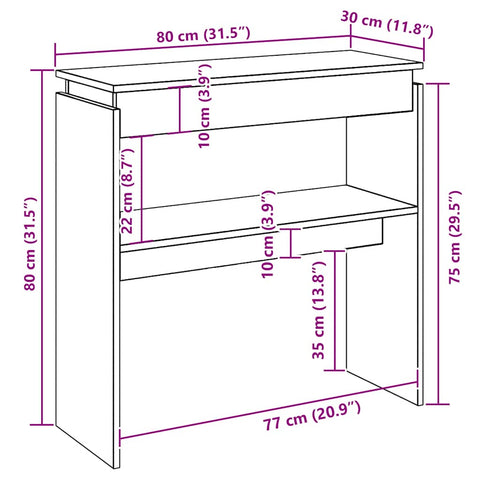 vidaXL Console Table Old Wood 80x30x80 cm Engineered Wood