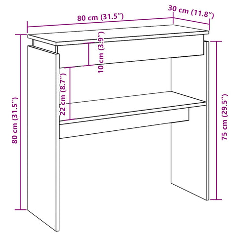 vidaXL Console Table Artisan Oak 80x30x80 cm Engineered Wood