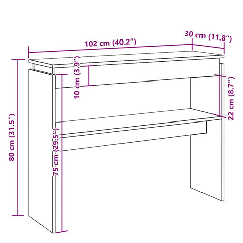 vidaXL Console Table Artisan Oak 102x30x80 cm Engineered Wood