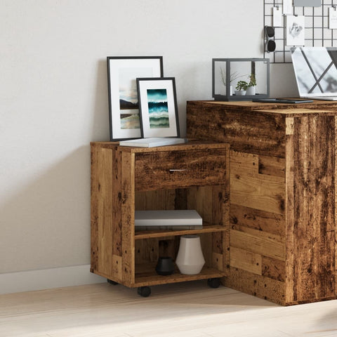 vidaXL Rolling Cabinet Old Wood 46x36x59 cm Engineered Wood