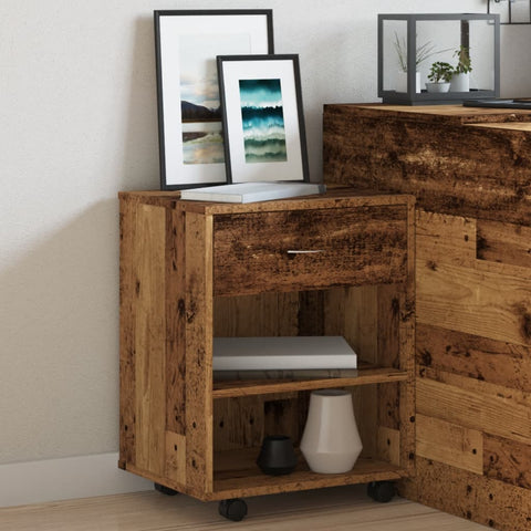 vidaXL Rolling Cabinet Old Wood 46x36x59 cm Engineered Wood