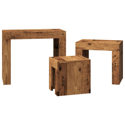 vidaXL Nesting Coffee Tables 3 pcs Old Wood Engineered Wood