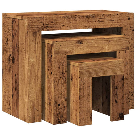 vidaXL Nesting Coffee Tables 3 pcs Old Wood Engineered Wood