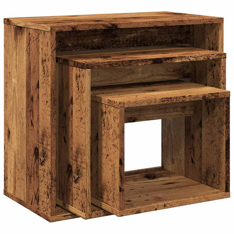 vidaXL Nesting Tables 3 pcs Old Wood Engineered Wood