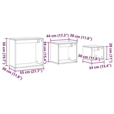 vidaXL Nesting Tables 3 pcs Old Wood Engineered Wood