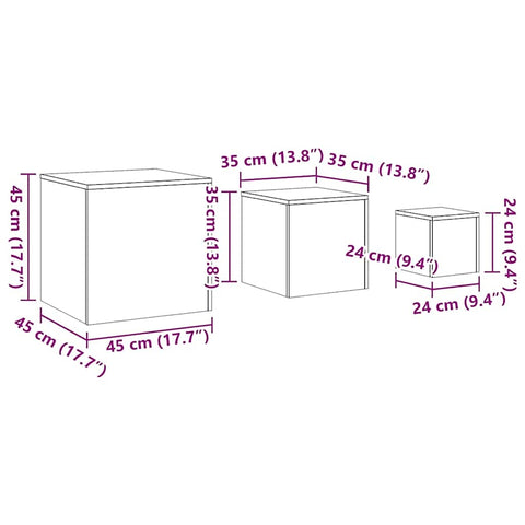 vidaXL Side Tables 3 pcs Artisan Oak Engineered Wood