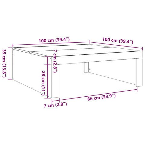 vidaXL Coffee Table Artisan Oak 100x100x35 cm Engineered Wood
