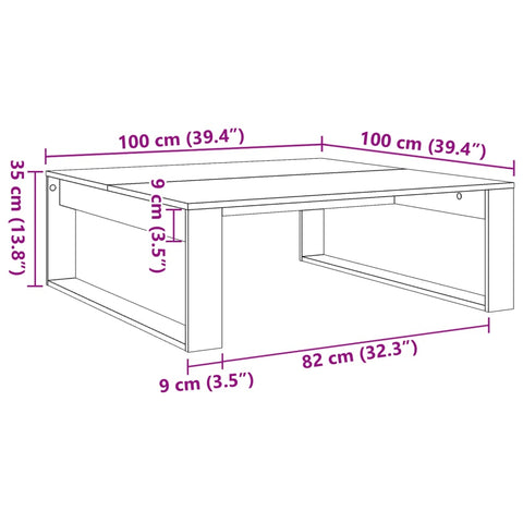 vidaXL Coffee Table Artisan Oak 100x100x35 cm Engineered Wood