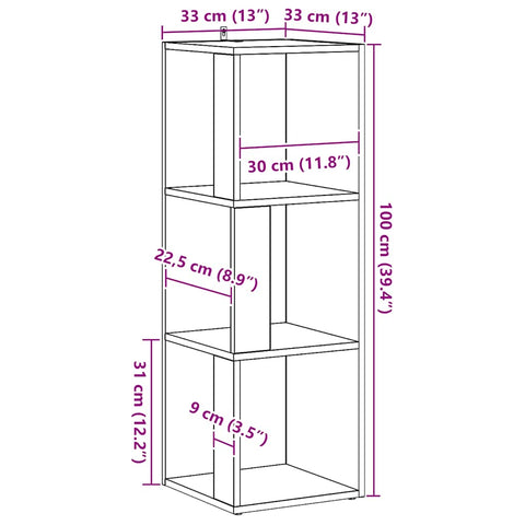 vidaXL Corner Cabinet Artisan Oak 33x33x100 cm Engineered Wood