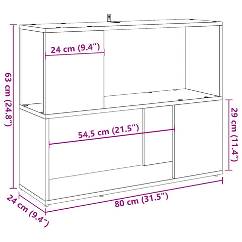 vidaXL Book Cabinet/Room Divider Old Wood 80x24x63 cm