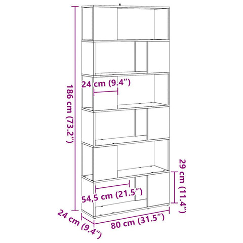 vidaXL Book Cabinet/Room Divider Old Wood 80x24x186 cm
