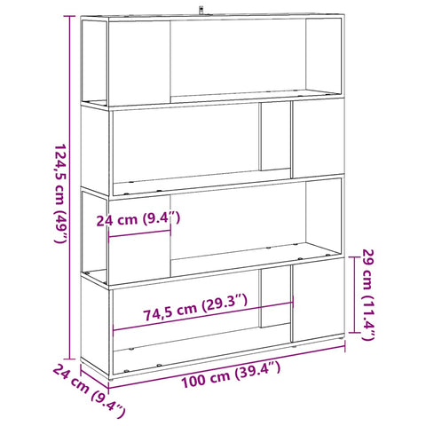 vidaXL Book Cabinet/Room Divider Artisan Oak 100x24x124.5 cm