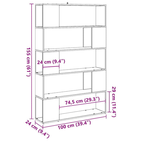 vidaXL Book Cabinet/Room Divider Old Wood 100x24x155 cm