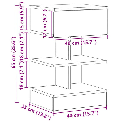 vidaXL Bedside Cabinets 2 pcs Artisan Oak 40x35x65 cm Engineered Wood