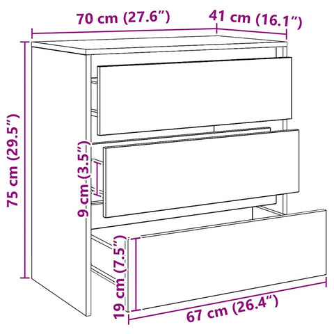 vidaXL Sideboard Artisan Oak 70x41x75 cm Engineered Wood