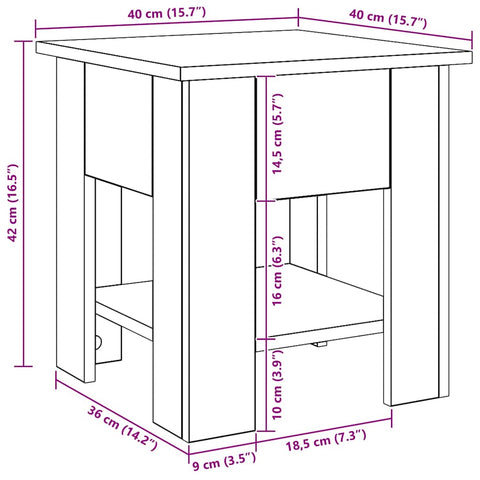 vidaXL Coffee Table Artisan Oak 40x40x42 cm Engineered Wood