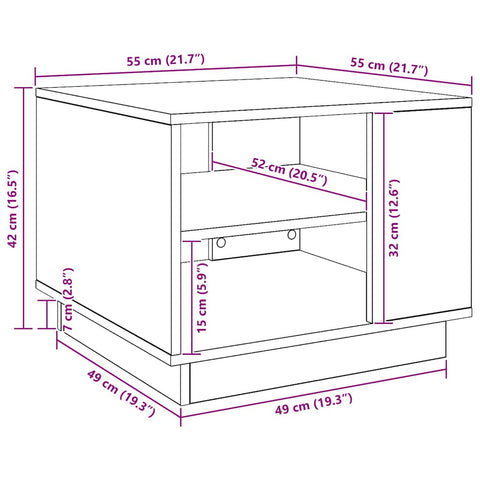vidaXL Coffee Table Artisan Oak 55x55x42 cm Engineered Wood