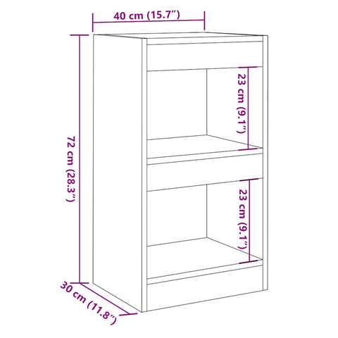 vidaXL Book Cabinet/Room Divider Artisan Oak 40x30x72 cm