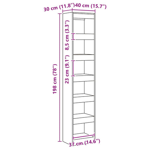 vidaXL Book Cabinet/Room Divider Artisan Oak 40x30x198 cm