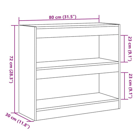 vidaXL Book Cabinet/Room Divider Artisan Oak 80x30x72 cm