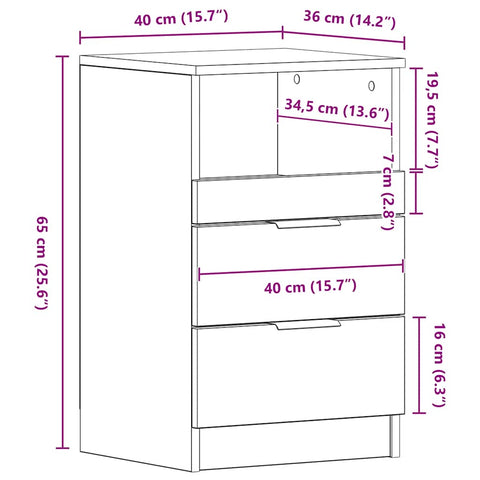 vidaXL Bedside Cabinets 2 pcs Old Wood 40x36x65 cm Engineered Wood