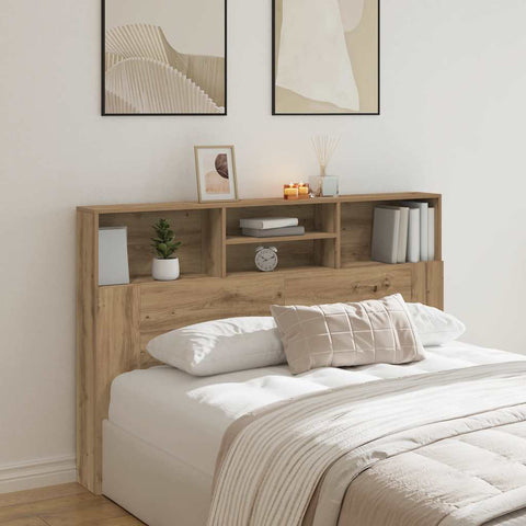 vidaXL Headboard Cabinet Artisan Oak 160x19x103.5 cm Engineered Wood