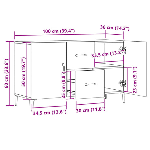 vidaXL Sideboard Old Wood 100x36x60 cm Engineered Wood
