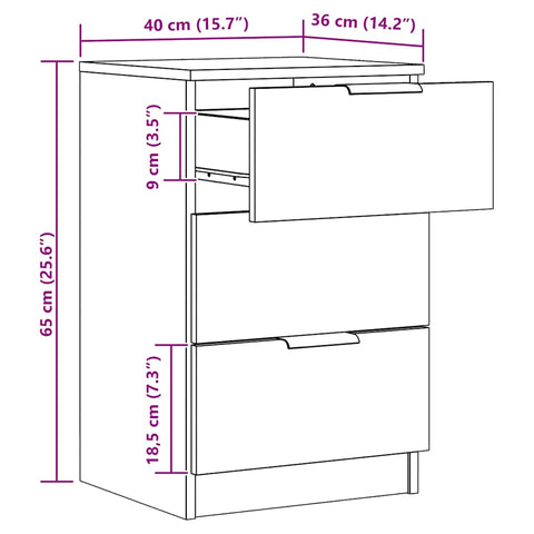 vidaXL Bedside Cabinets 2 pcs Artisan Oak 40x36x65 cm Engineered Wood