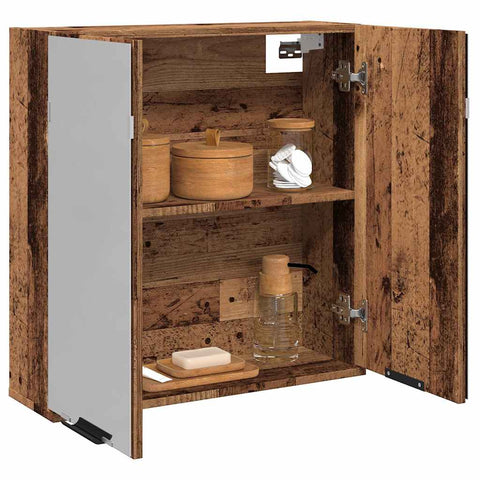 vidaXL Bathroom Mirror Cabinet Old Wood 64x20x66.5 cm Engineered Wood