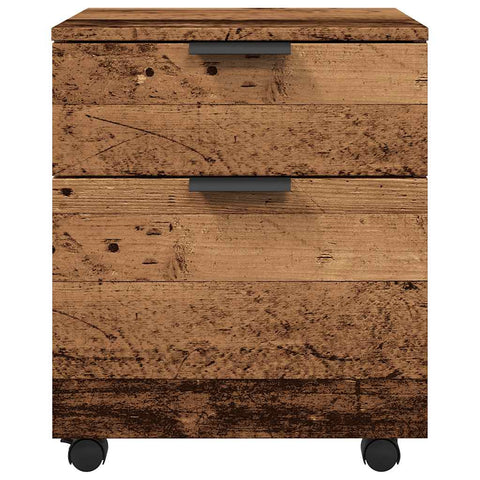 vidaXL Mobile File Cabinet with Wheels Old Wood 45x38x54 cm Engineered Wood