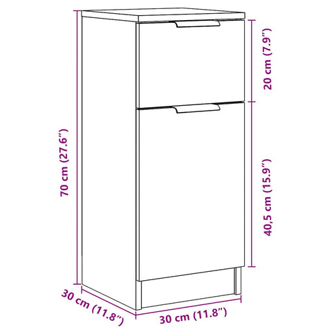 vidaXL Sideboards 2 pcs Old Wood 30x30x70 cm Engineered Wood