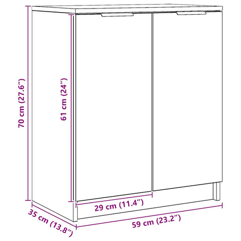 vidaXL Shoe Cabinet Artisian Oak 59x35x70 cm Engineered Wood