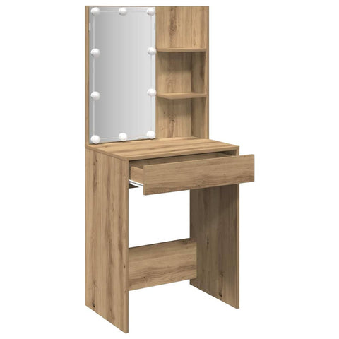 vidaXL Dressing Table with LED Artisan Oak 60x40x140 cm
