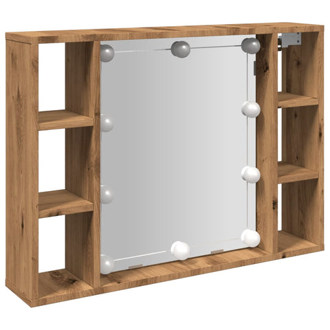 vidaXL Mirror Cabinet with LED Artisan Oak 76x15x55 cm Engineered Wood