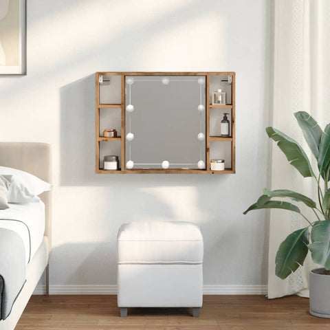 vidaXL Mirror Cabinet with LED Artisan Oak 76x15x55 cm Engineered Wood