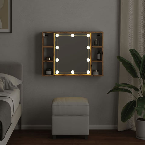 vidaXL Mirror Cabinet with LED Artisan Oak 76x15x55 cm Engineered Wood