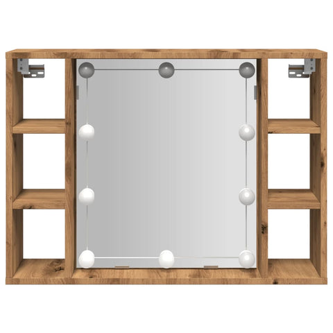 vidaXL Mirror Cabinet with LED Artisan Oak 76x15x55 cm Engineered Wood