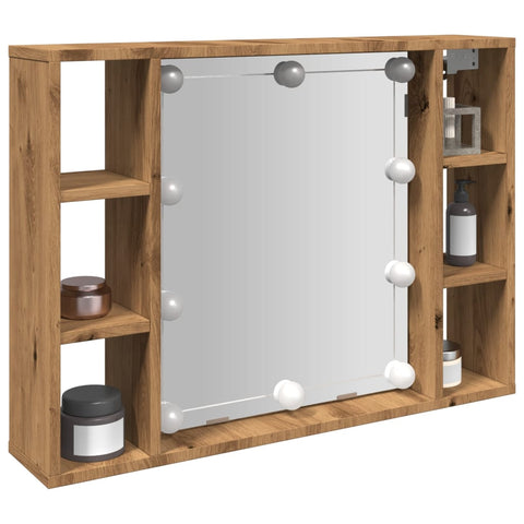 vidaXL Mirror Cabinet with LED Artisan Oak 76x15x55 cm Engineered Wood