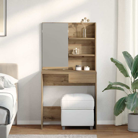 vidaXL Dressing Table with Mirror Artisan Oak 74.5x40x141 cm