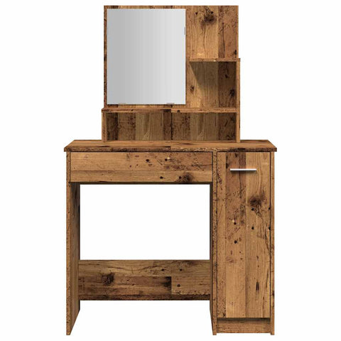 vidaXL Dressing Table with Mirror Old Wood 86.5x35x136 cm