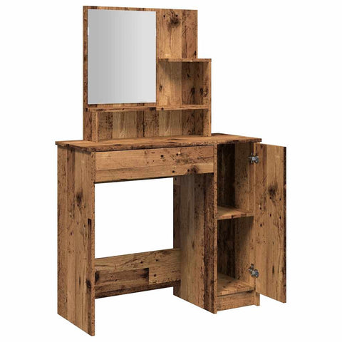 vidaXL Dressing Table with Mirror Old Wood 86.5x35x136 cm