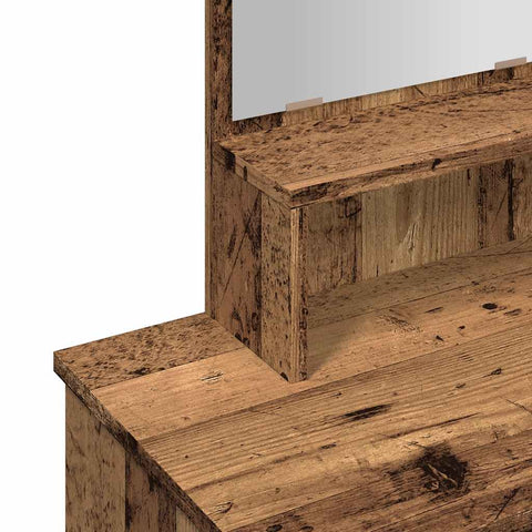vidaXL Dressing Table with Mirror Old Wood 86.5x35x136 cm