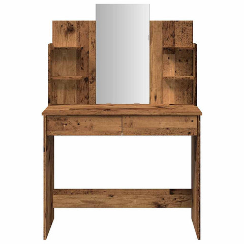 vidaXL Dressing Table with Mirror Old Wood 96x39x142 cm