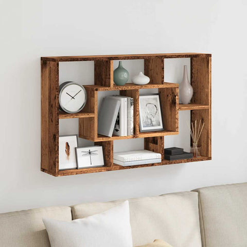 vidaXL Wall Shelf Old Wood 85x16x52.5 cm Engineered Wood