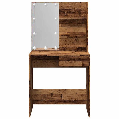vidaXL Dressing Table with LED Old Wood 74.5x40x141 cm