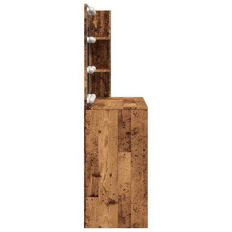 vidaXL Dressing Table with LED Old Wood 74.5x40x141 cm