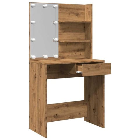 vidaXL Dressing Table with LED Artisan Oak 74.5x40x141 cm
