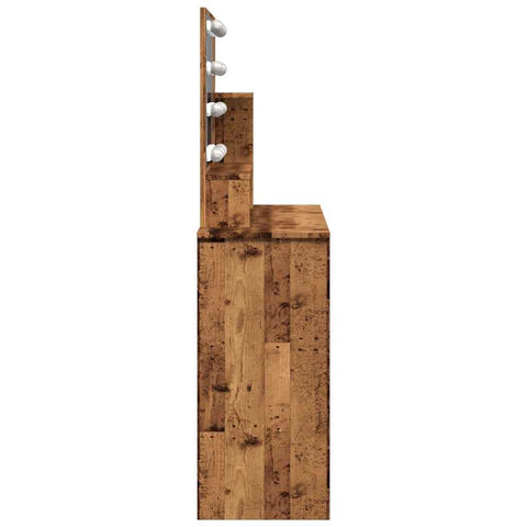 vidaXL Dressing Table with LED Old Wood 86.5x35x136 cm